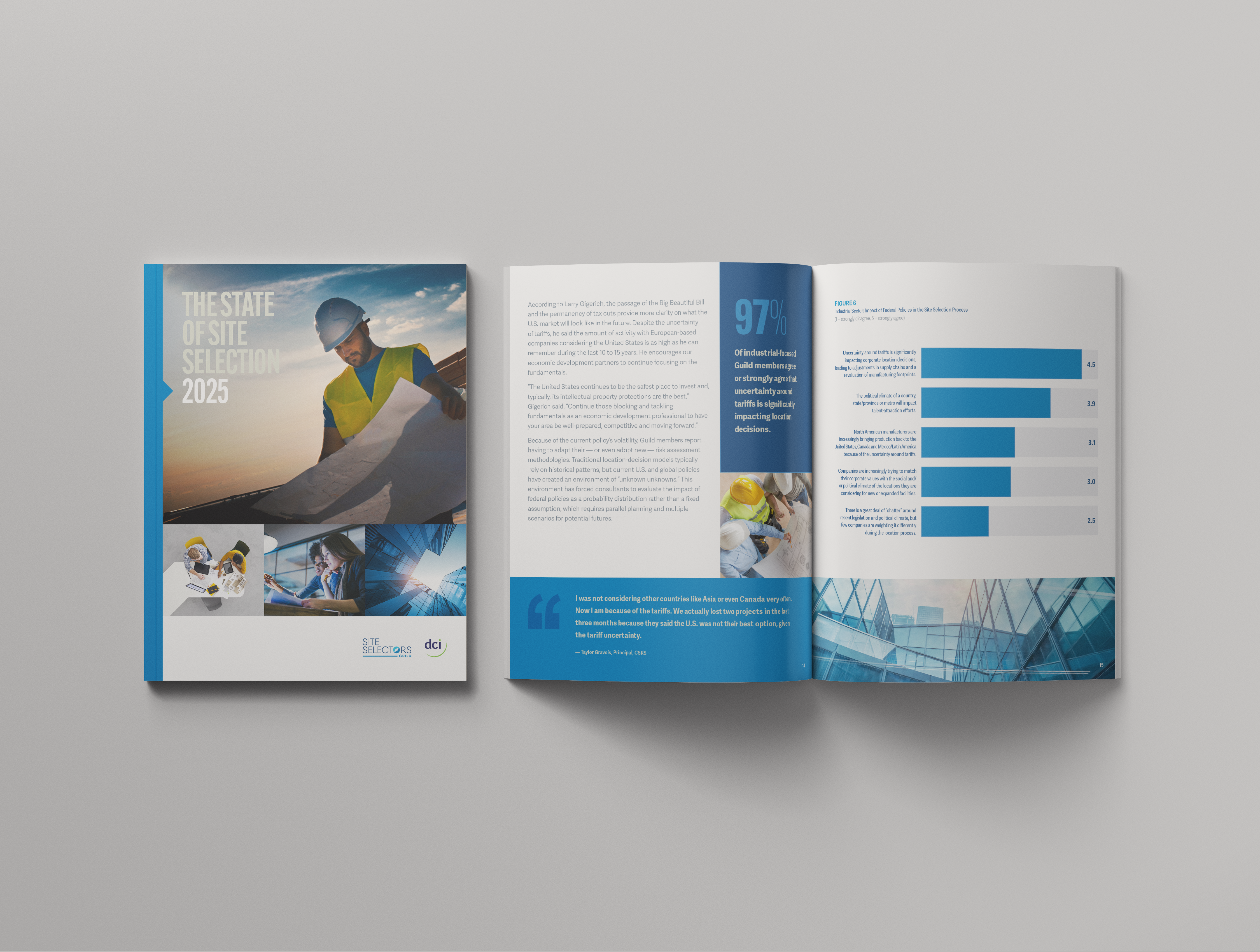 Mockup of the State of Site Selection 2025 laying on a gray background