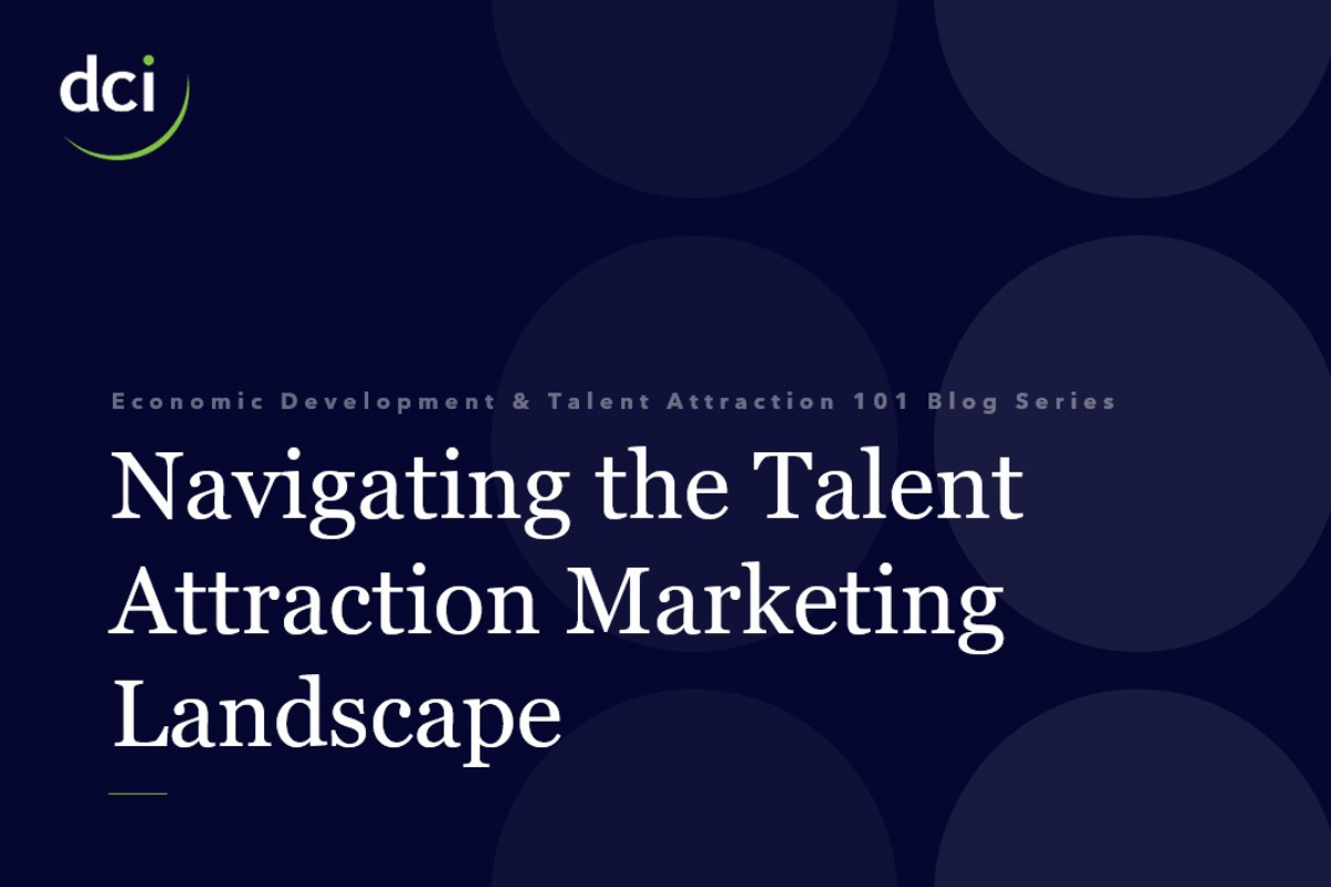 Navigating the Talent Attraction Marketing Landscape blue graphic