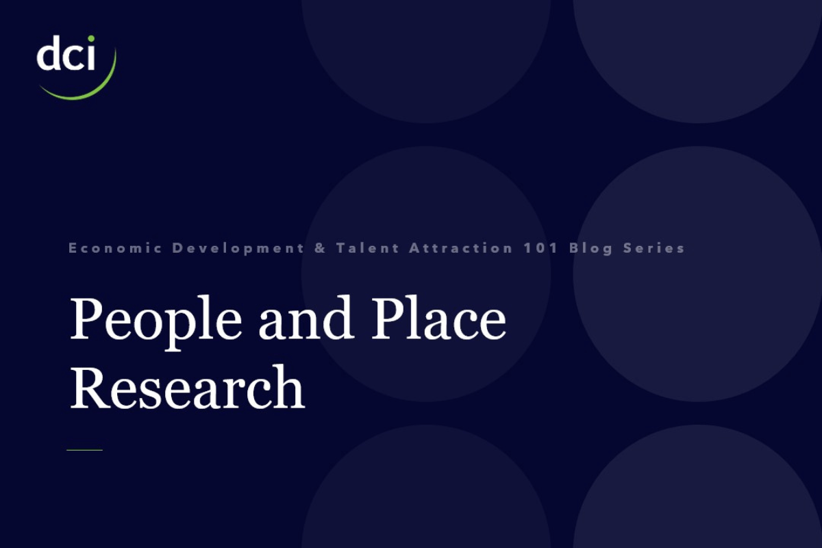 People and Place research dark blue and white blog series graphic