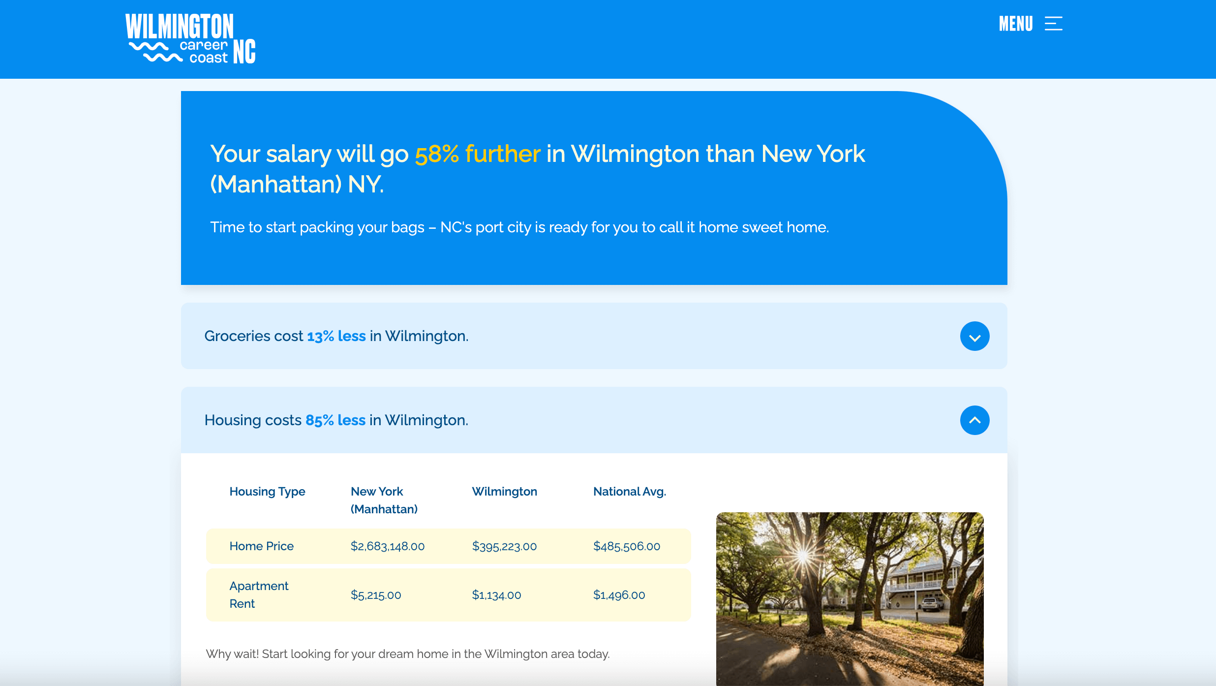 Wilmington NC's cost of living calculator