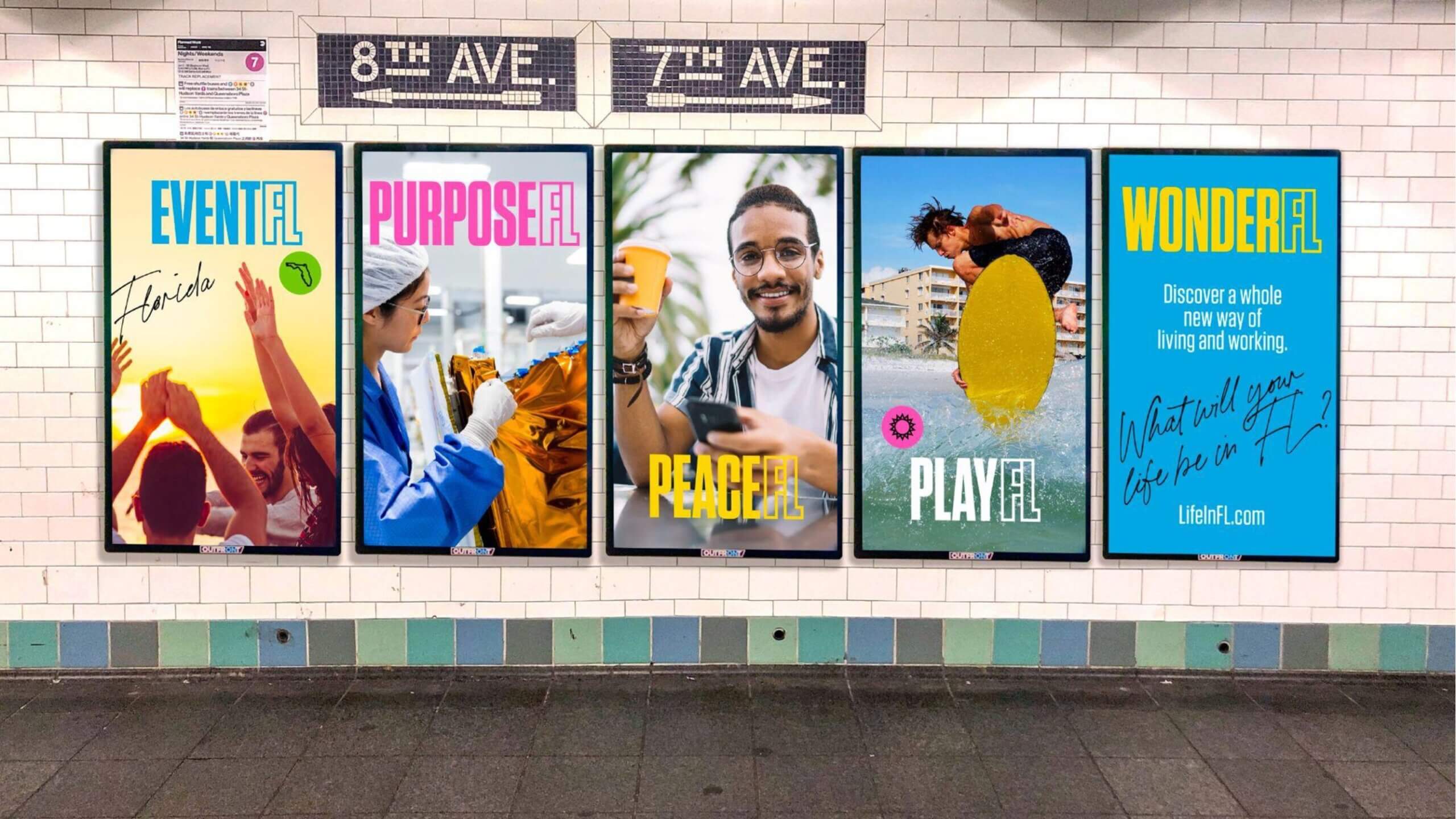 Mock-up of WonderFL ad in NYC subway