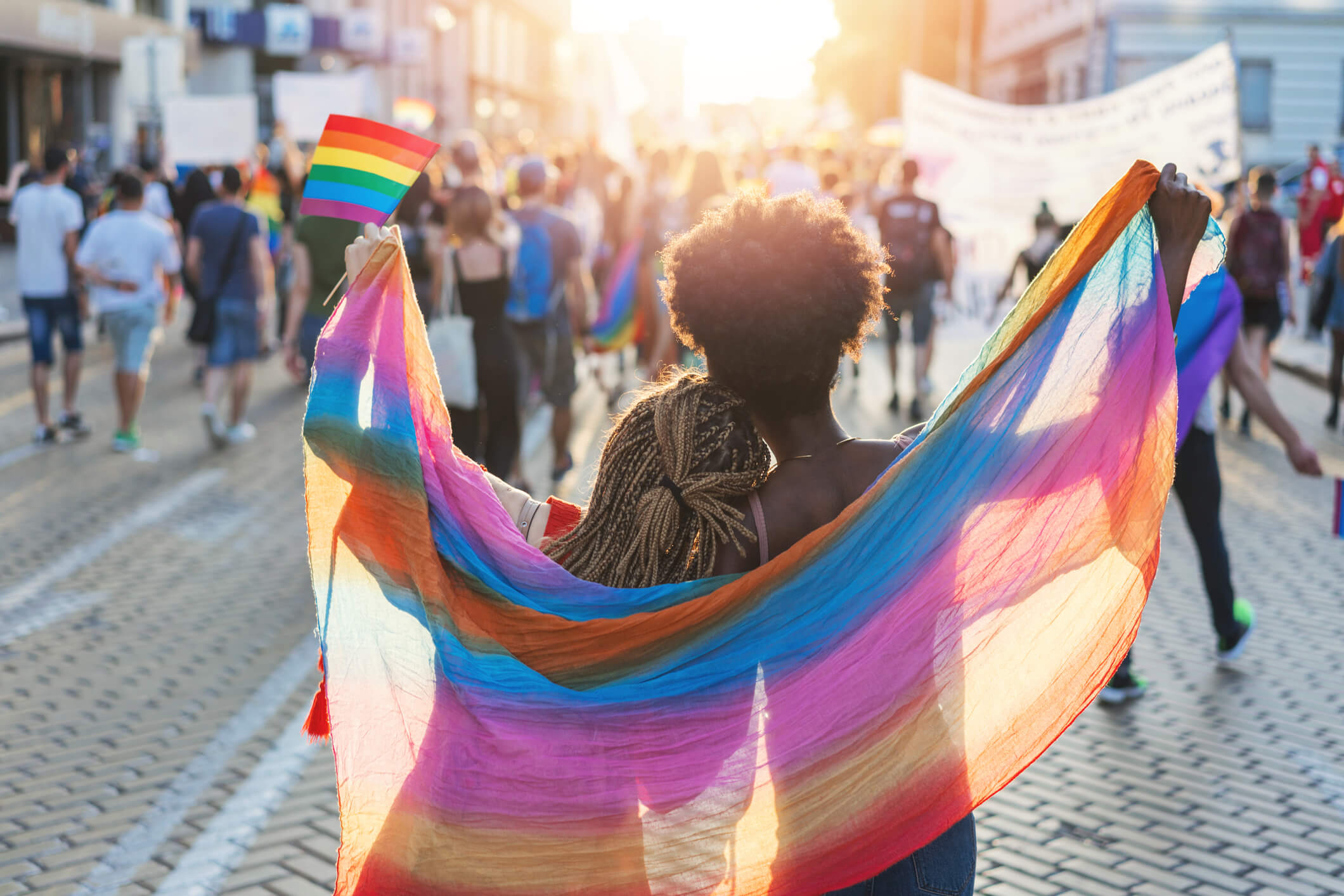 Two women celebrating LGBTQ+ pride month