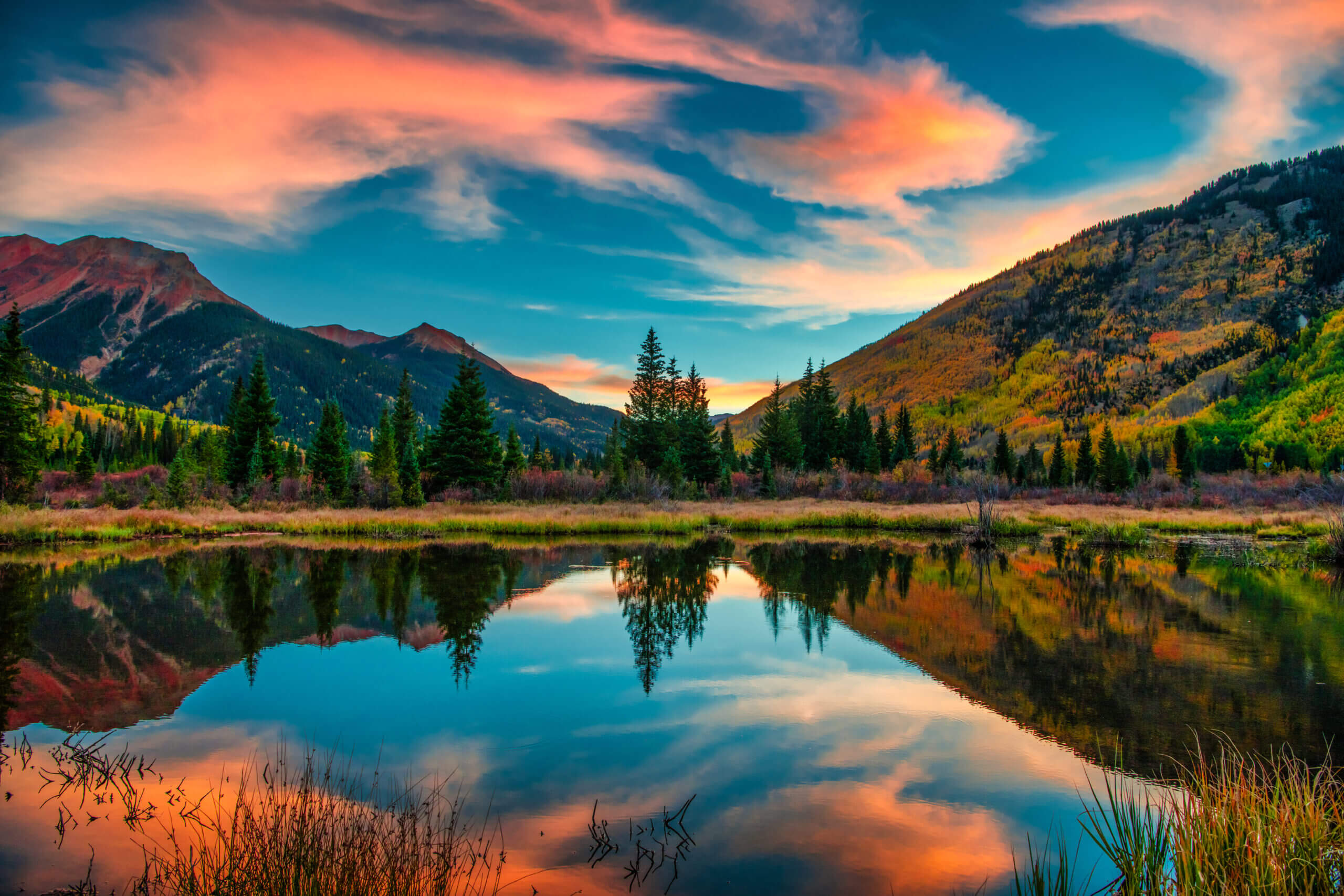 Mountain View at Sunrise in Autumn